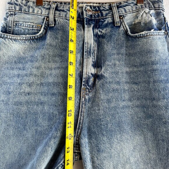 Free People We the Free Jeans Womens Size 31 Acid Wash High Rise Distressed Raw - Picture 8 of 13